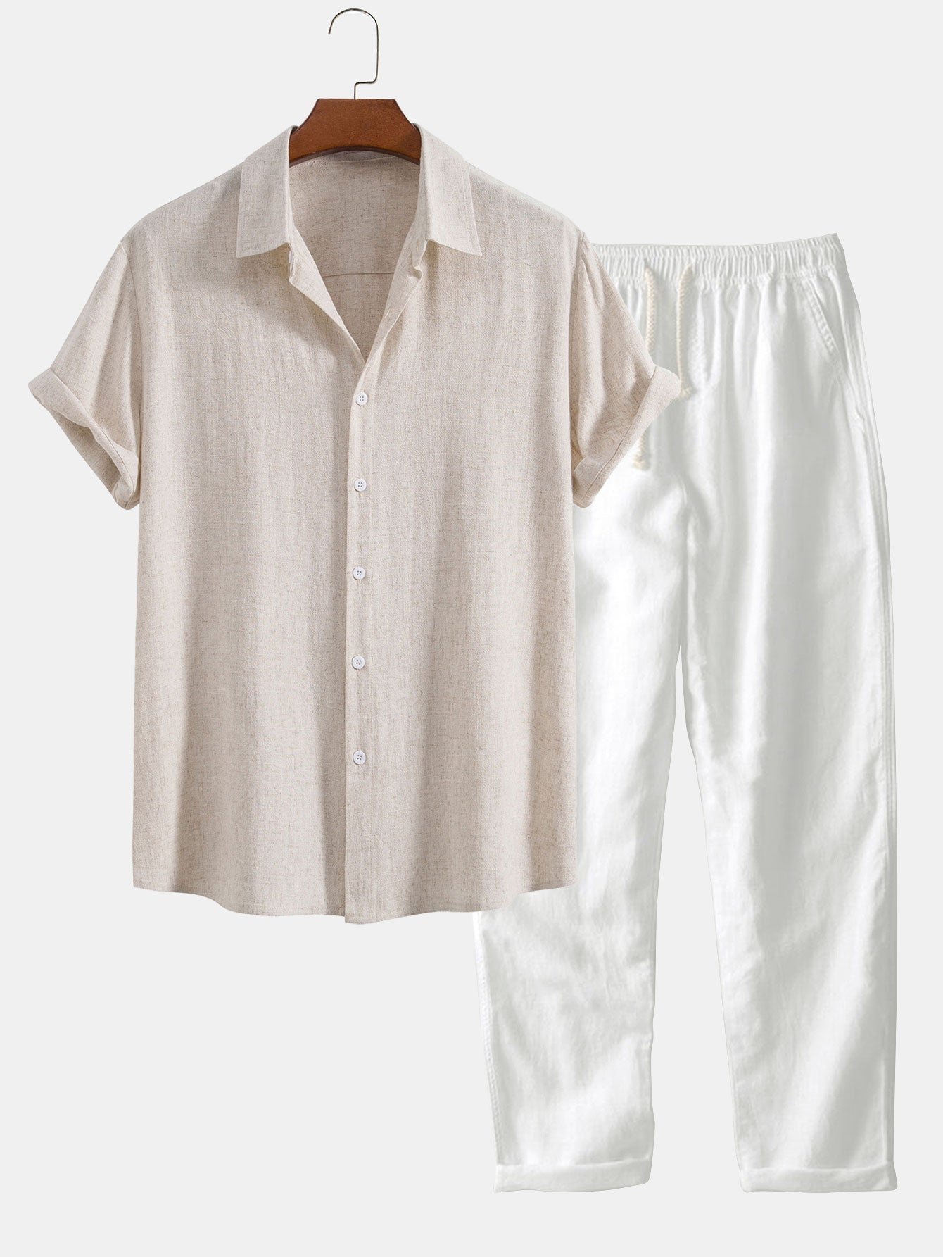 Gustave™ | Chemise en mélange lin et viscose avec boutons et pantalon droit en lin