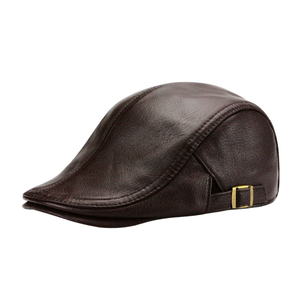 Léonidas | Casquette gavroche en cuir véritable à taille ajustable