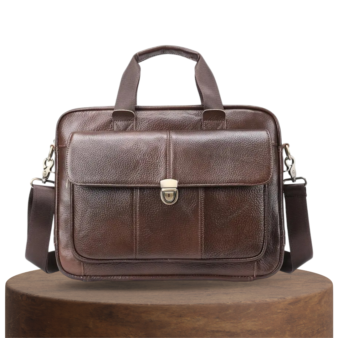 Pascal | Serviette en cuir heritage avec rabat verrouillable