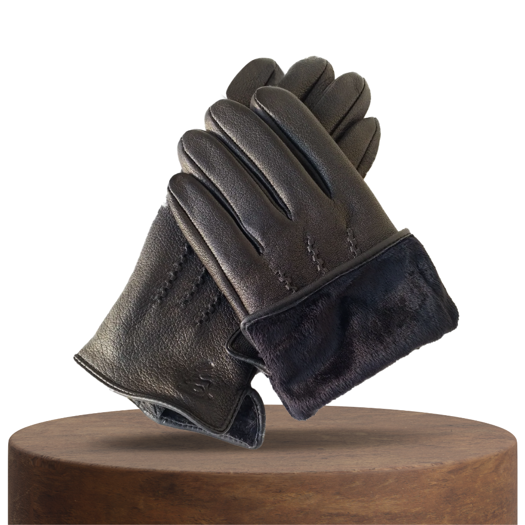 Raymond | Gants d’hiver en cuir de chèvre motif cerf