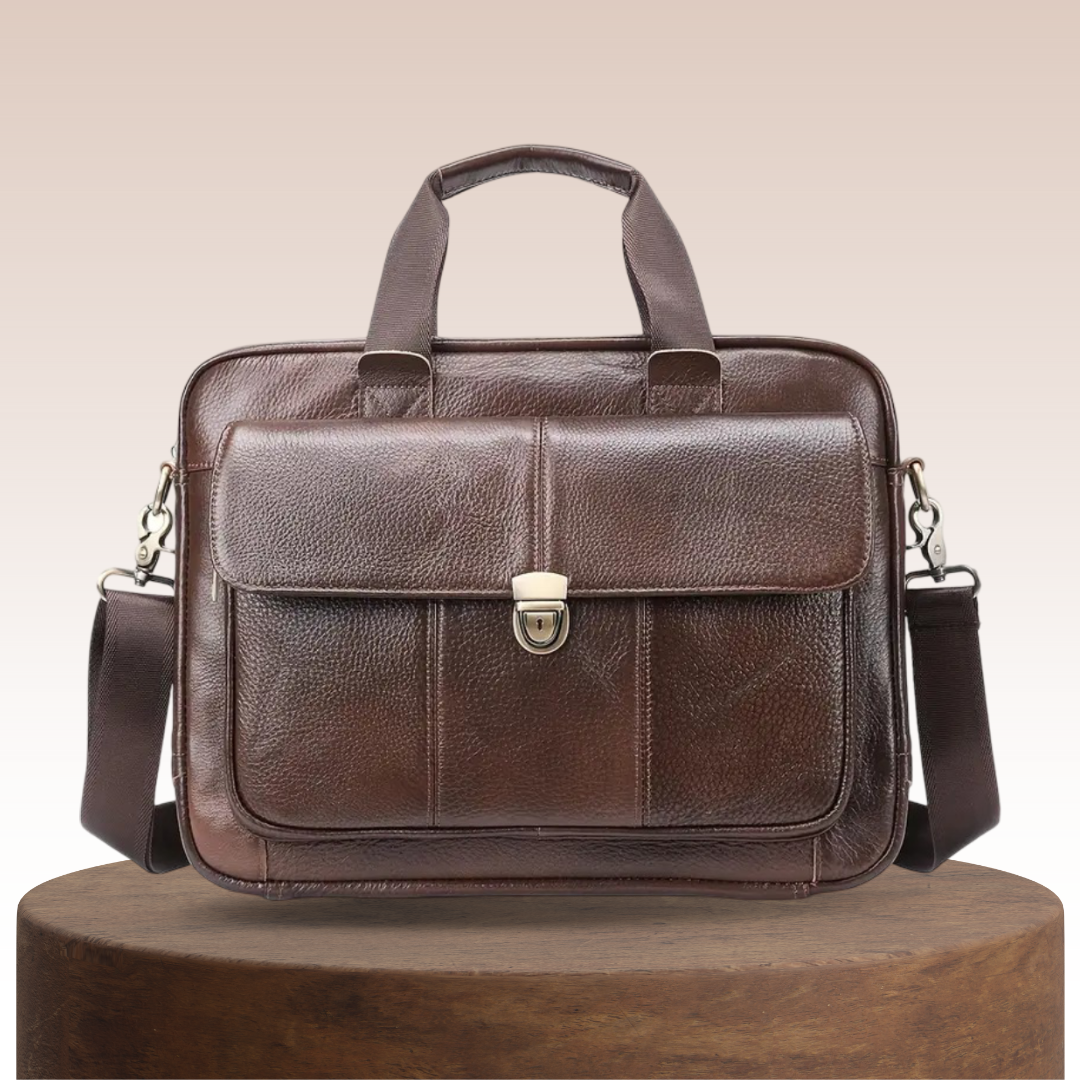 Pascal | Serviette en cuir heritage avec rabat verrouillable