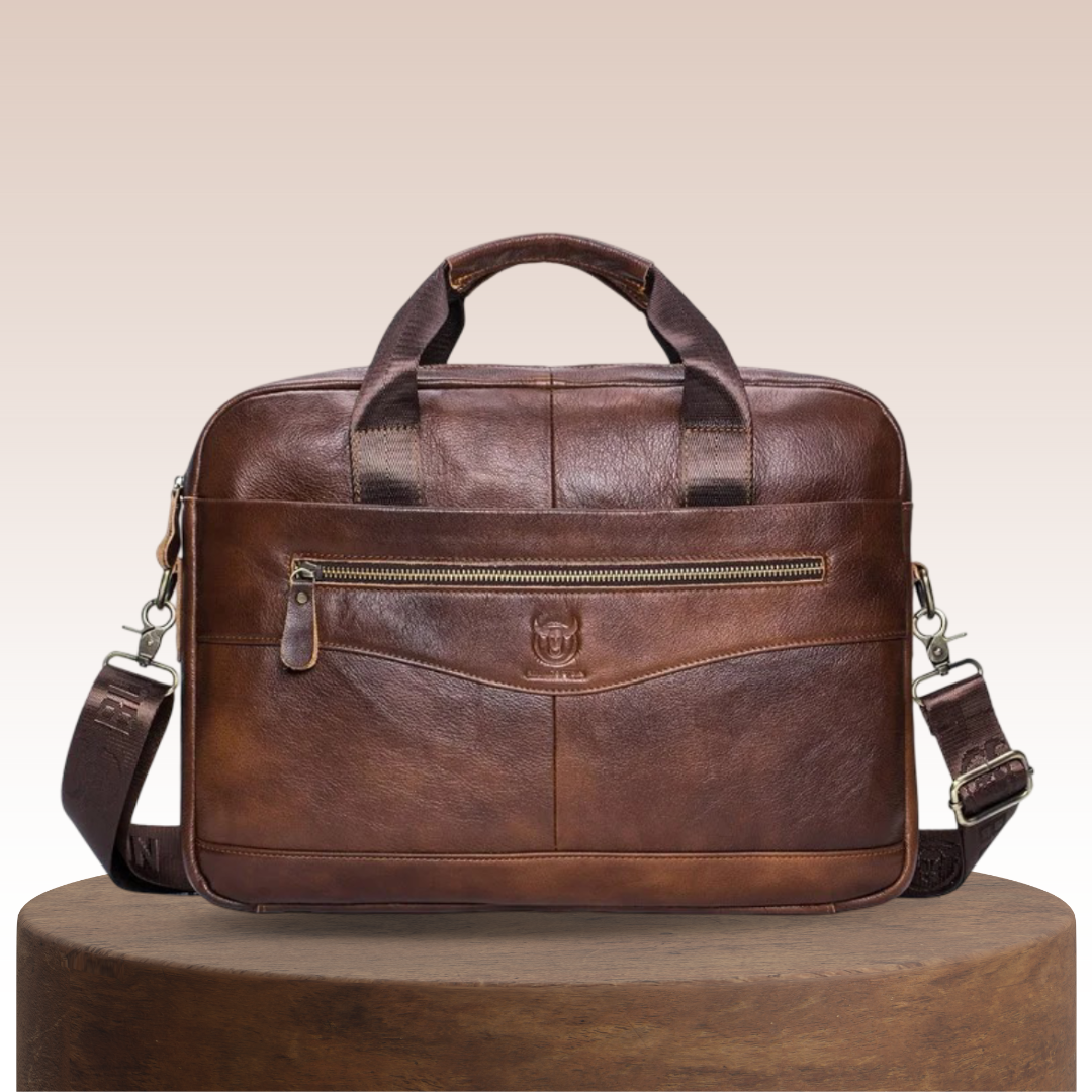 Paul | Sac ordinateur en cuir professionnel avec fermeture zippée incurvée