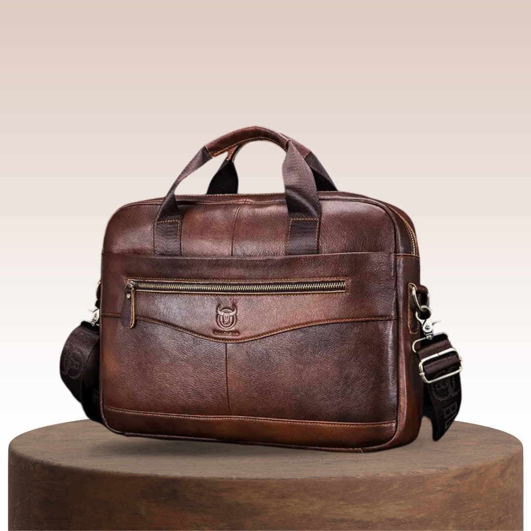Léonard | Serviette en cuir classique avec zip frontal