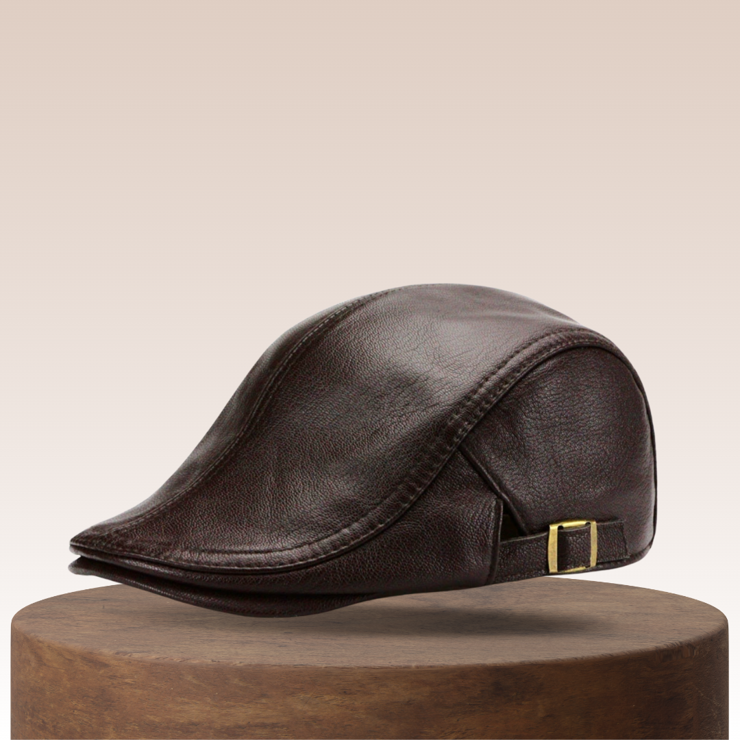 Léonidas | Casquette gavroche en cuir véritable à taille ajustable