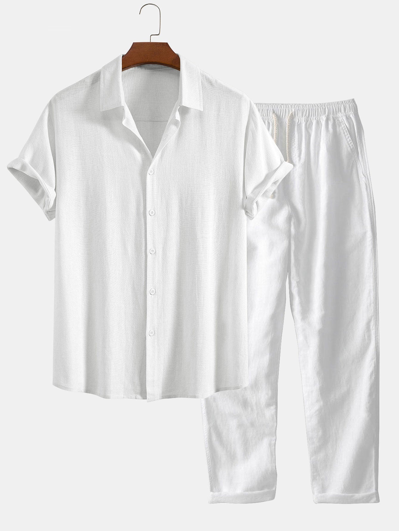 Gustave™ | Chemise en mélange lin et viscose avec boutons et pantalon droit en lin