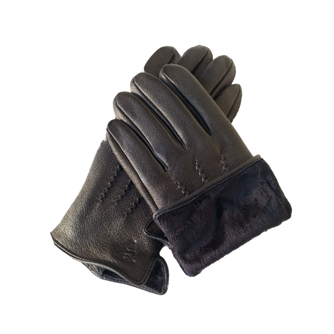 Raymond | Gants d’hiver en cuir de chèvre motif cerf
