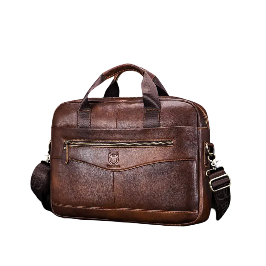 Léonard | Serviette en cuir classique avec zip frontal