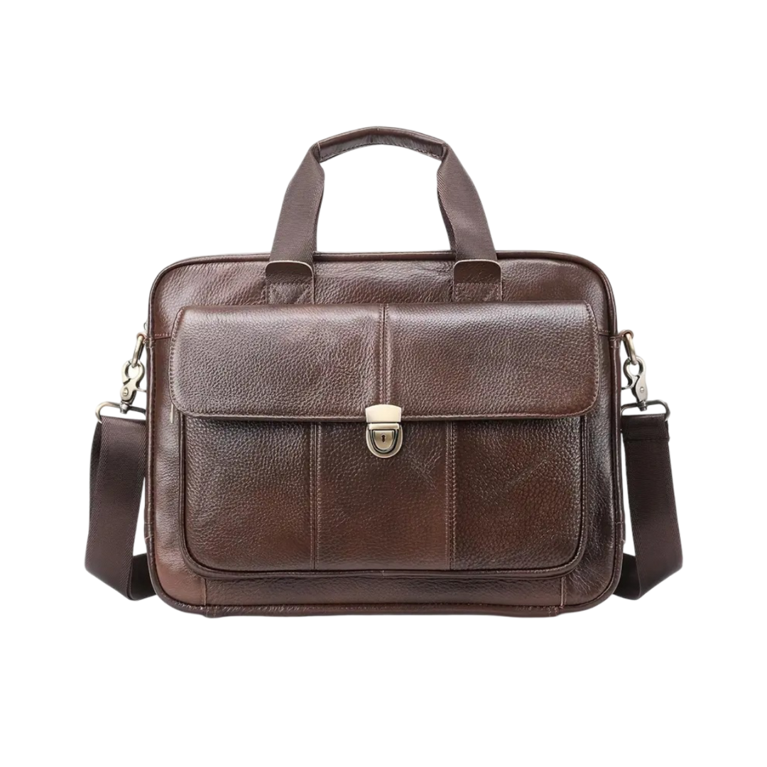 Pascal | Serviette en cuir heritage avec rabat verrouillable