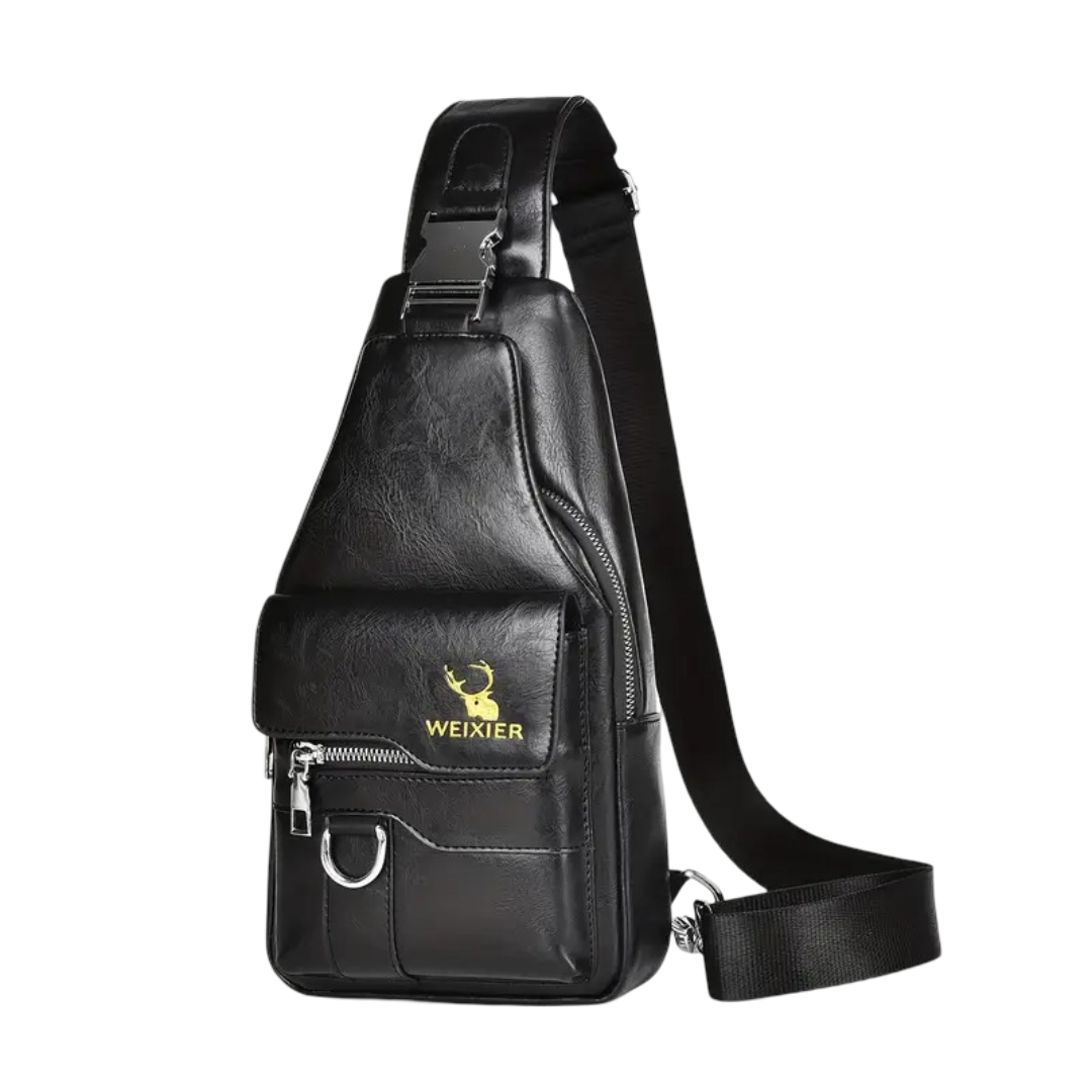 Justin | Sac bandoulière vertical avec rabat et fermetures éclair sécurisés