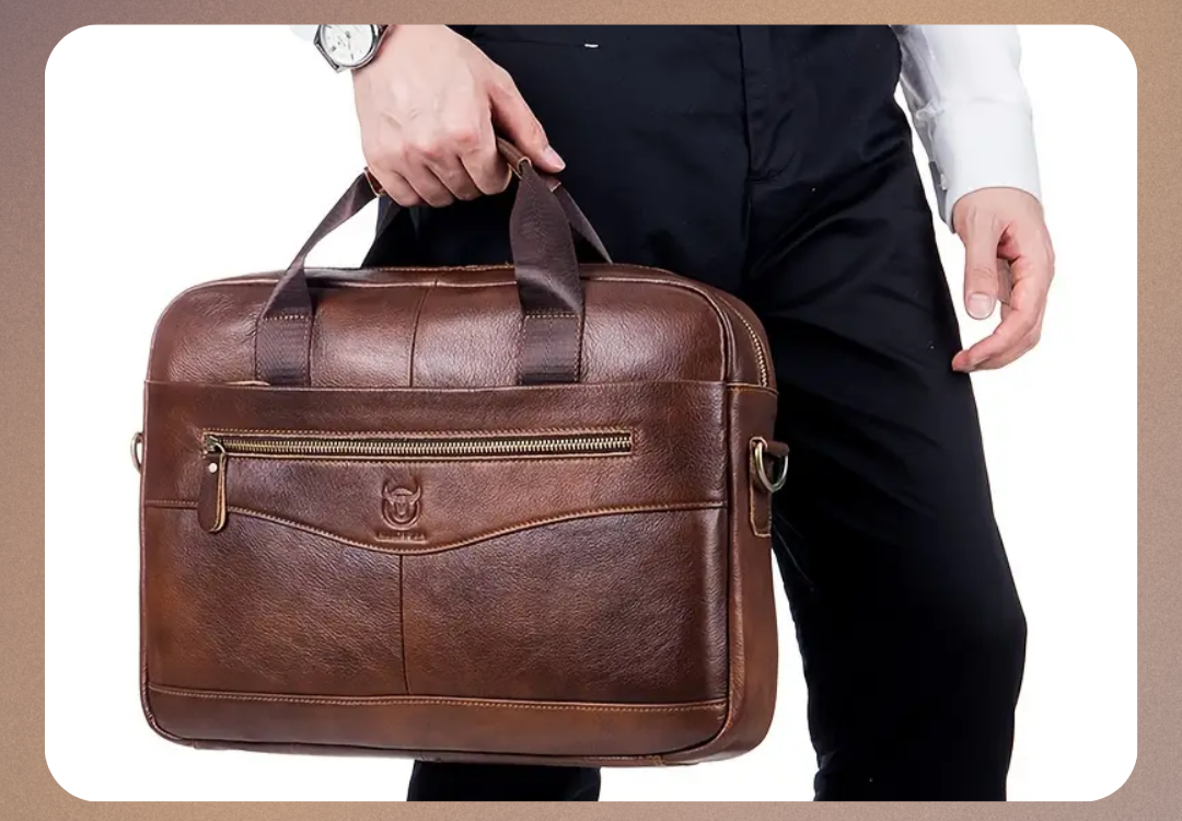 Léonard | Serviette en cuir classique avec zip frontal