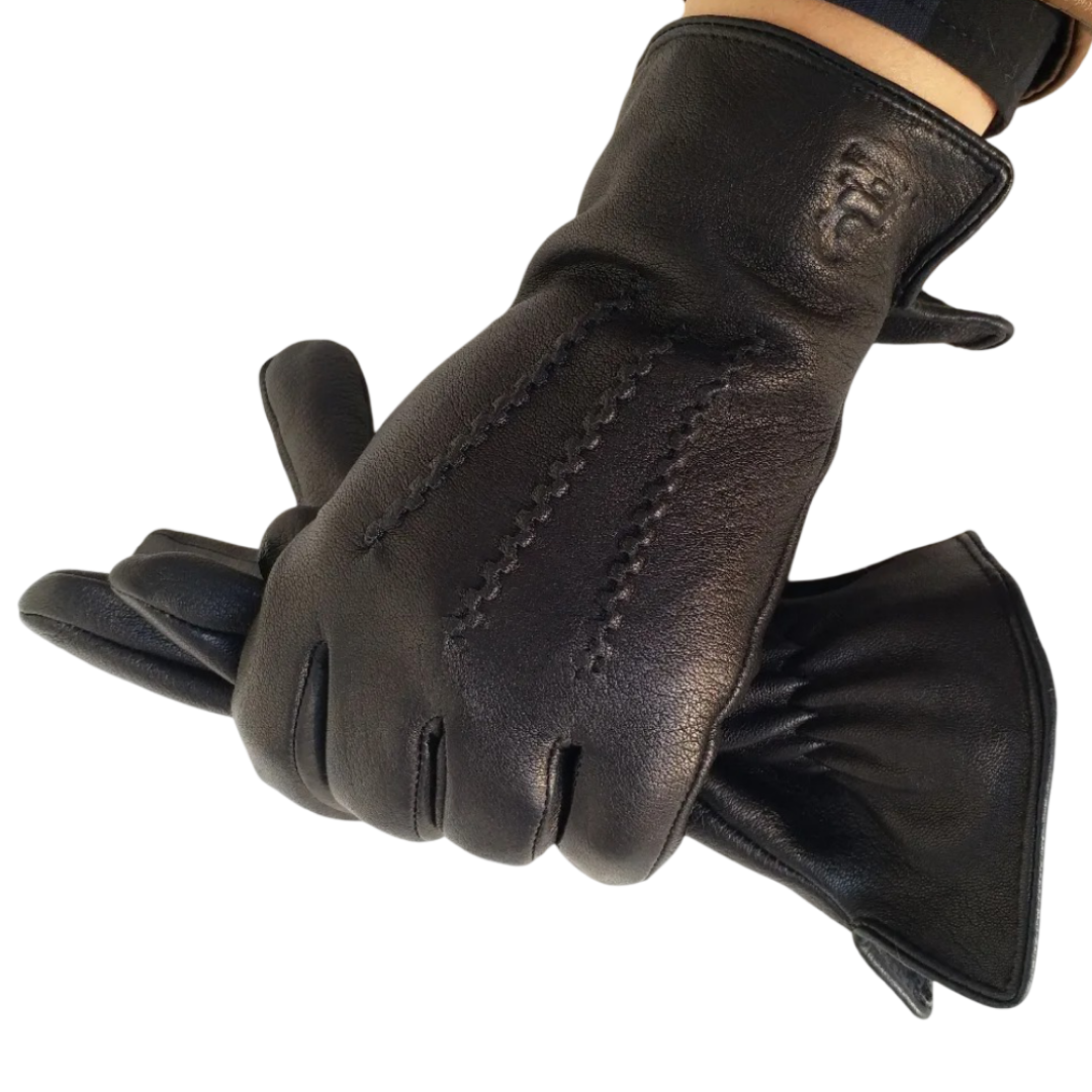 Raymond | Gants d’hiver en cuir de chèvre motif cerf