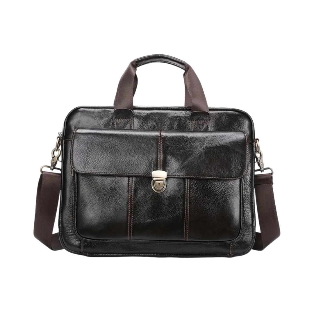 Pascal | Serviette en cuir heritage avec rabat verrouillable