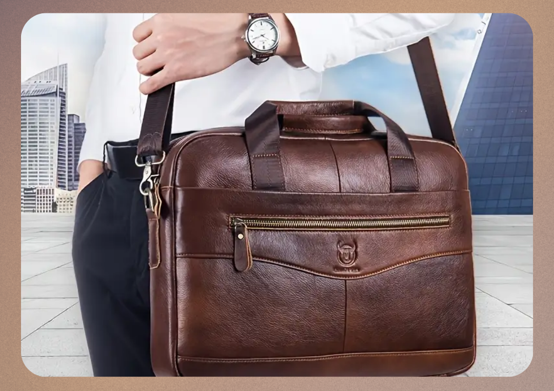 Paul | Sac ordinateur en cuir professionnel avec fermeture zippée incurvée