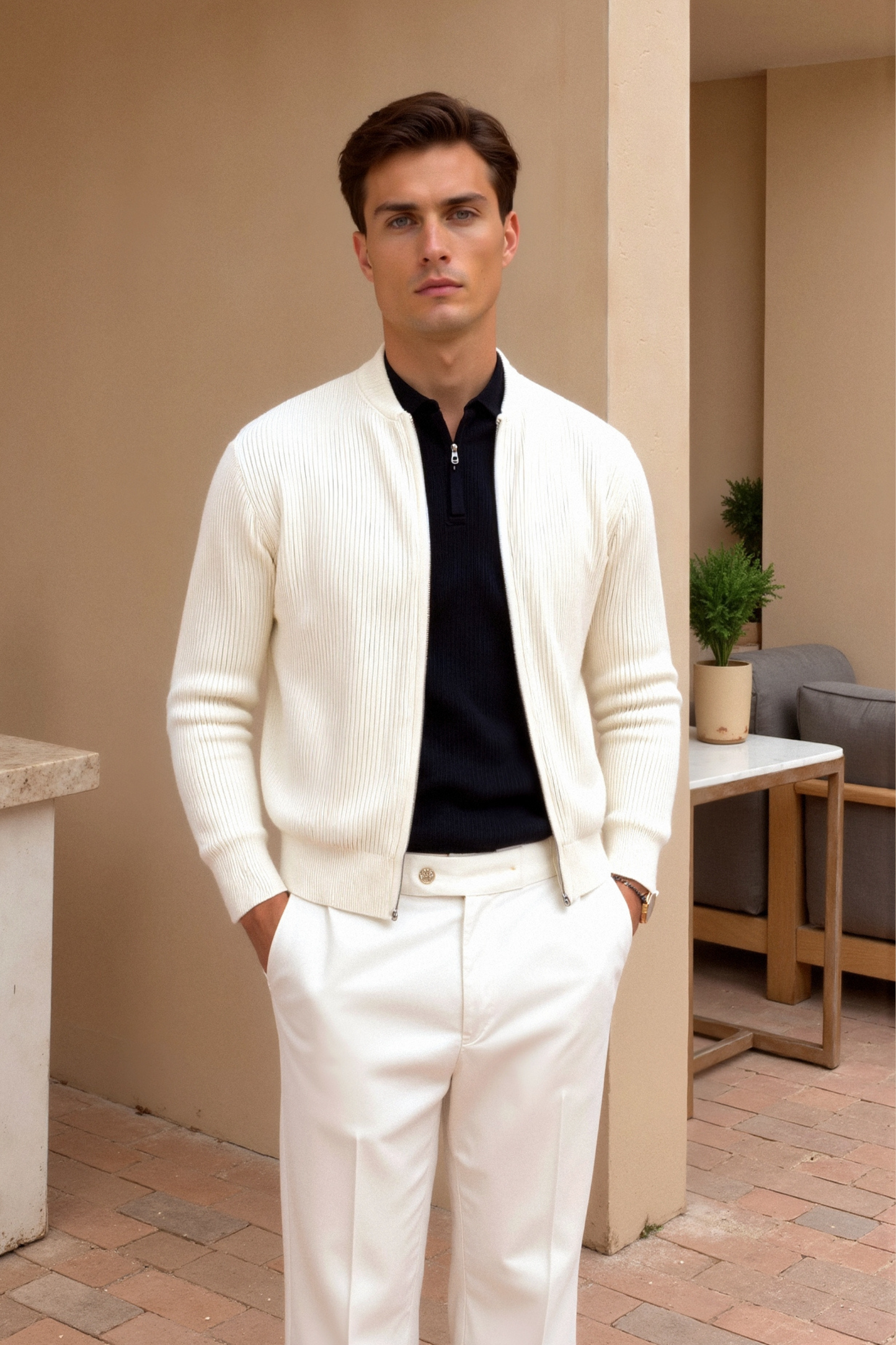 Dubreuil™ | Cardigan Col Rond en Maille Unie