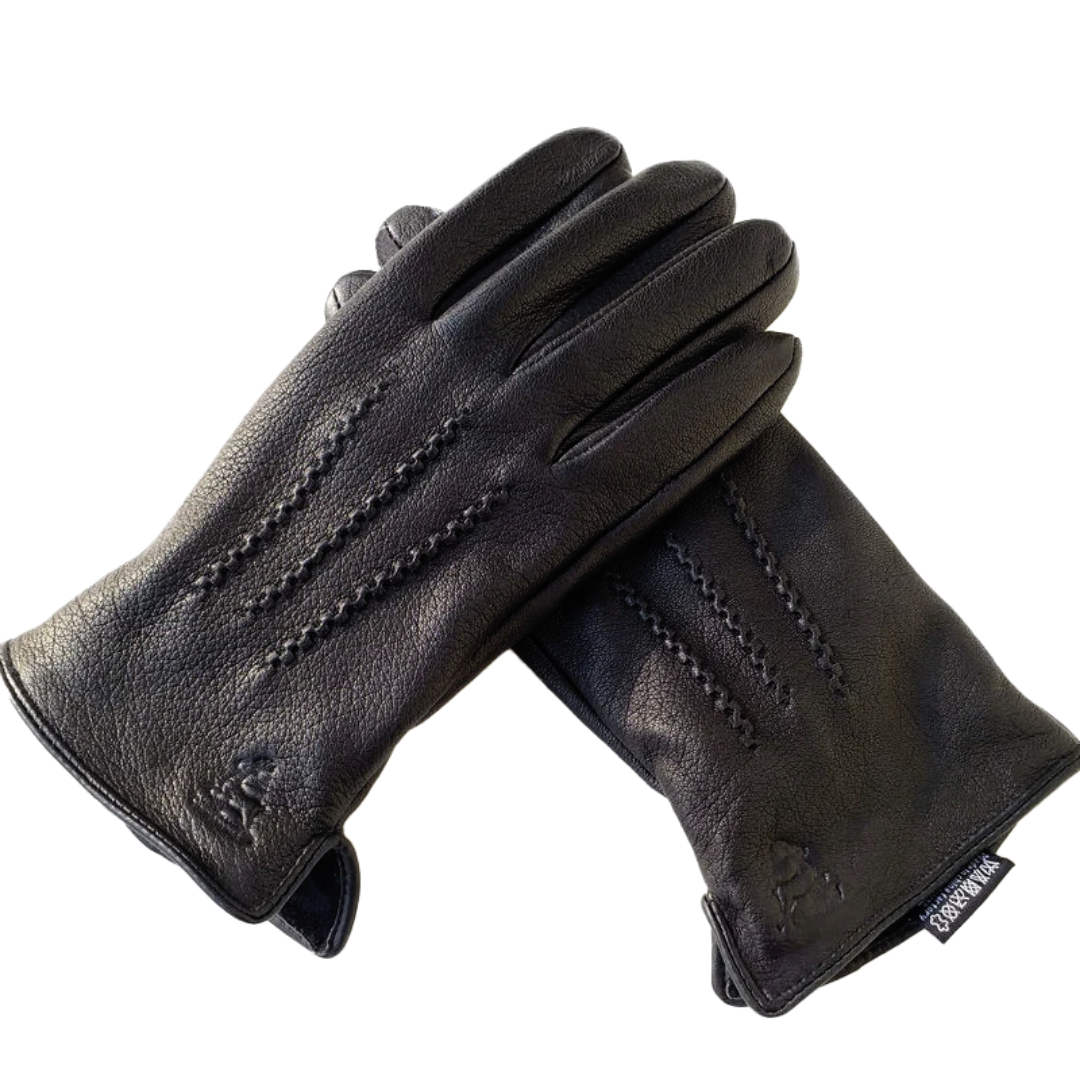 Raymond | Gants d’hiver en cuir de chèvre motif cerf