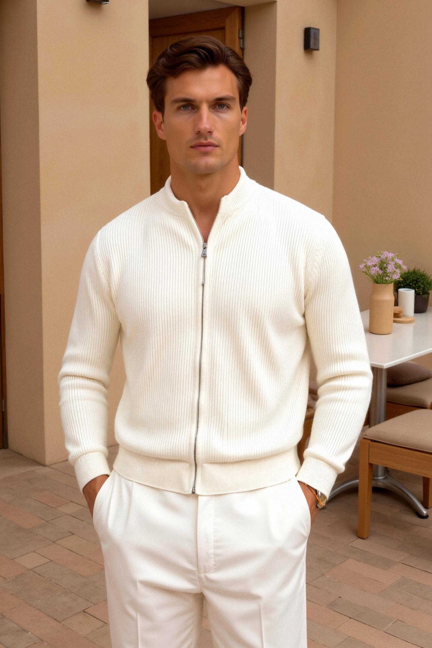 Dubreuil™ | Cardigan Col Rond en Maille Unie