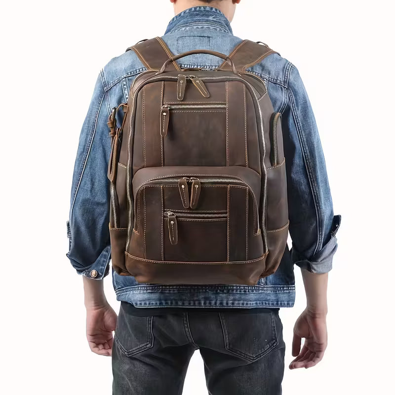 Dubois | Sac à dos vintage en cuir à plusieurs couches