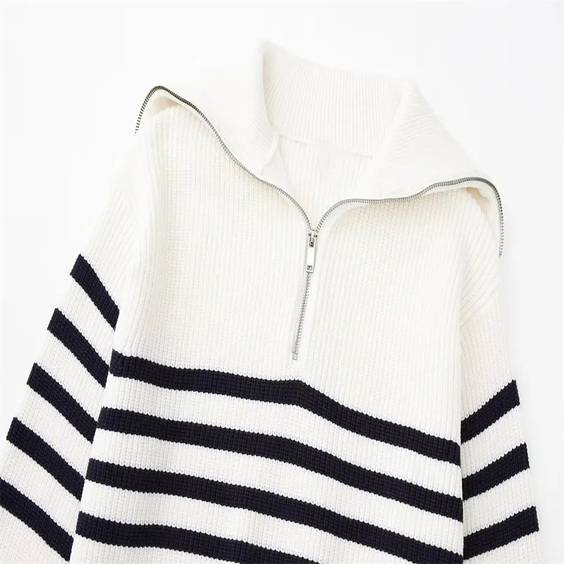 Marceau™ | Pull Zippé Rayé