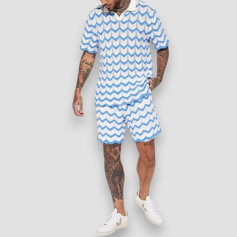 Poitiers™ | Ensemble chemise et short imprimés en maille pour homme