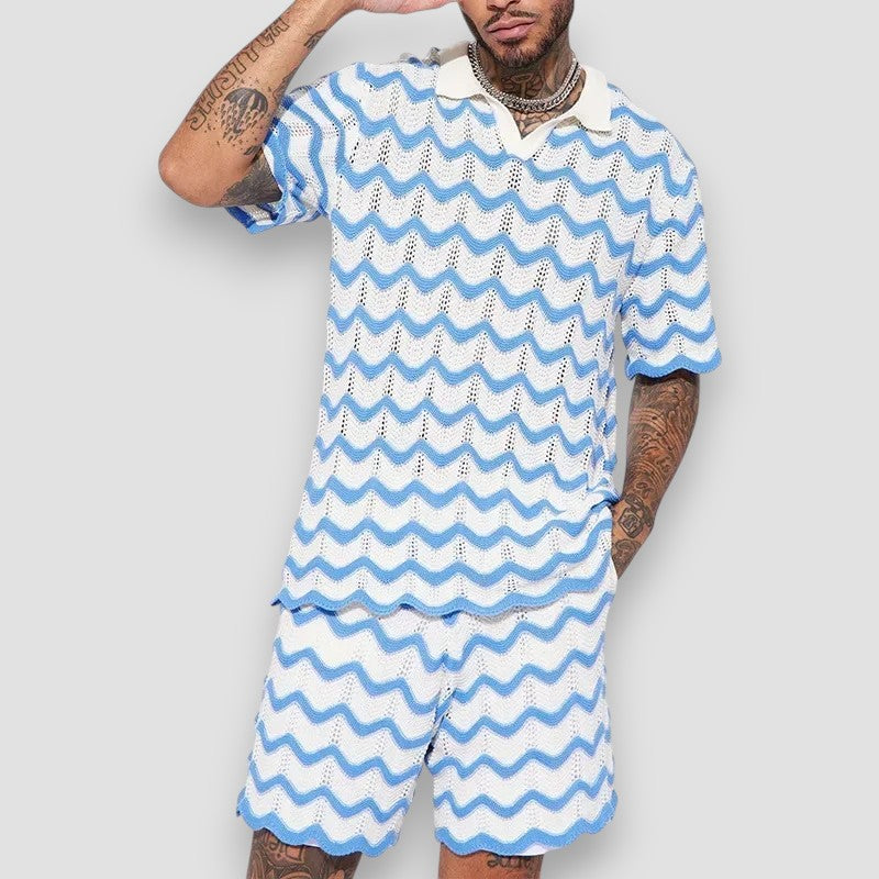 Poitiers™ | Ensemble chemise et short imprimés en maille pour homme