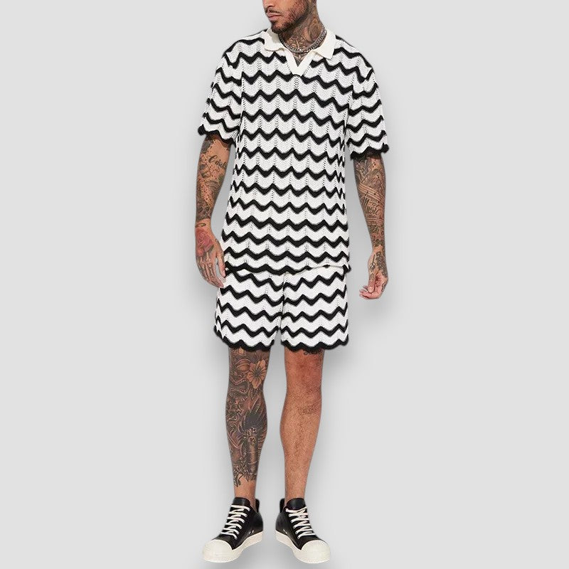 Poitiers™ | Ensemble chemise et short imprimés en maille pour homme