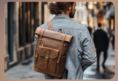 Noël | Sac à dos en cuir vintage à fermeture roulante