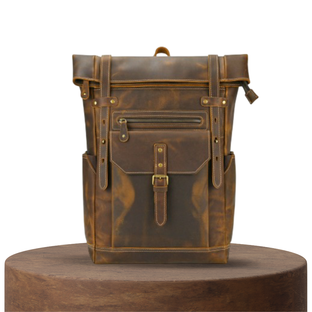 Noël | Sac à dos en cuir vintage à fermeture roulante