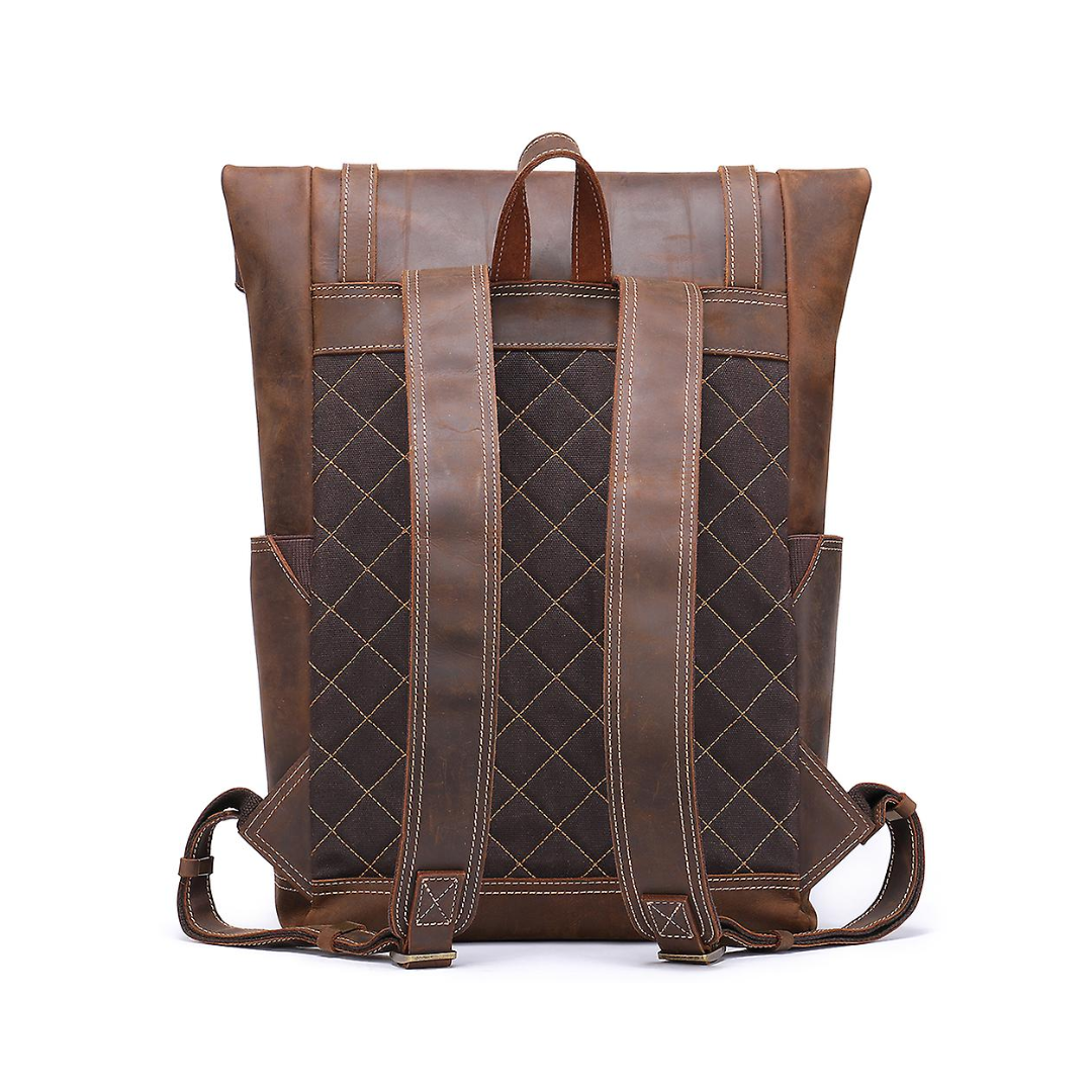 Noël | Sac à dos en cuir vintage à fermeture roulante