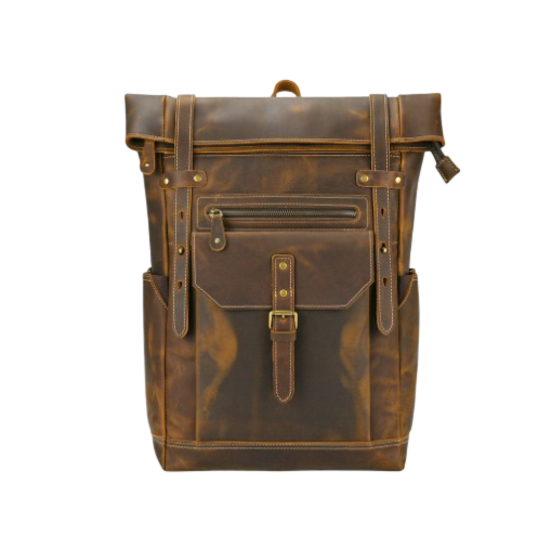 Noël | Sac à dos en cuir vintage à fermeture roulante