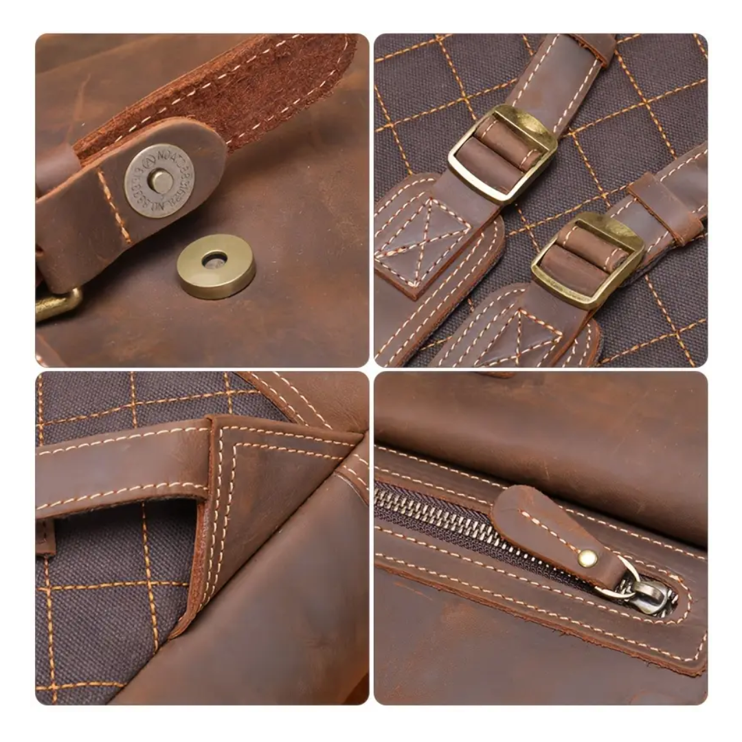 Noël | Sac à dos en cuir vintage à fermeture roulante