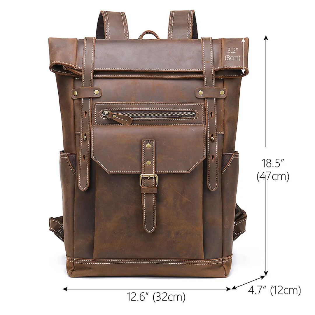 Noël | Sac à dos en cuir vintage à fermeture roulante