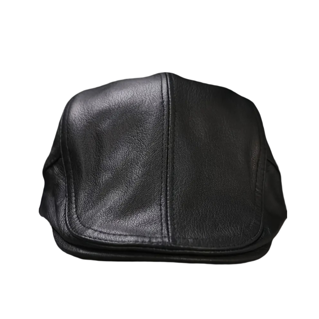 Léonidas | Casquette gavroche en cuir véritable à taille ajustable