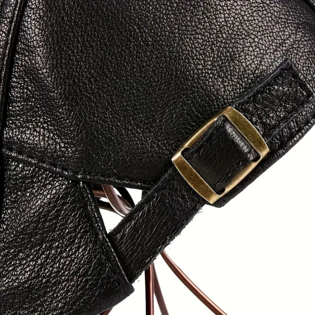 Léonidas | Casquette gavroche en cuir véritable à taille ajustable