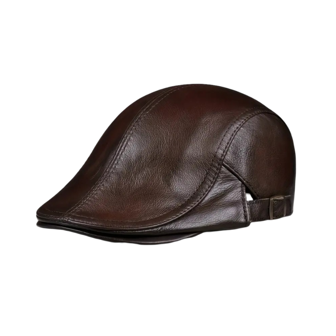 Léonidas | Casquette gavroche en cuir véritable à taille ajustable