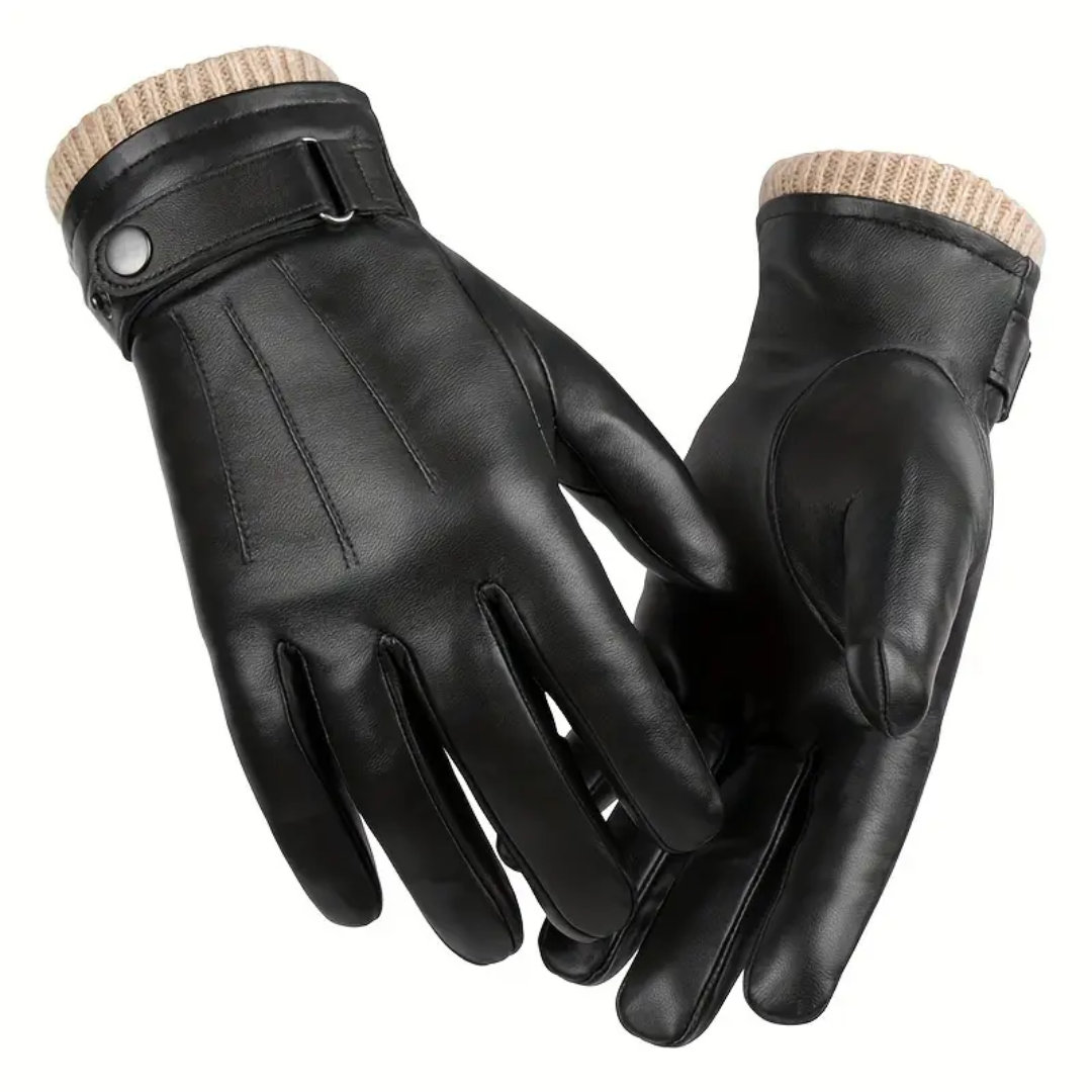 Guy | Gants en cuir avec bord-côte