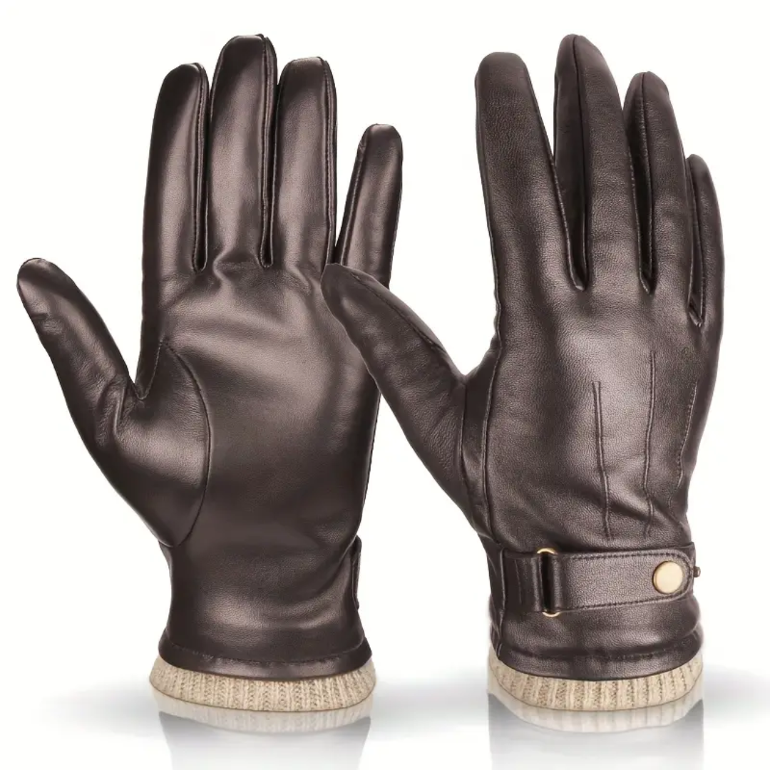 Guy | Gants en cuir avec bord-côte