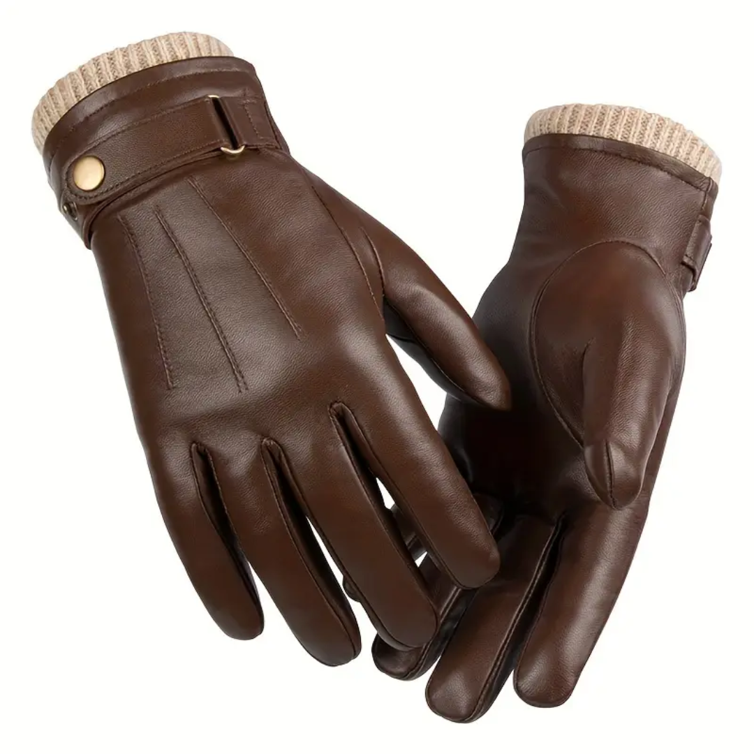 Guy | Gants en cuir avec bord-côte