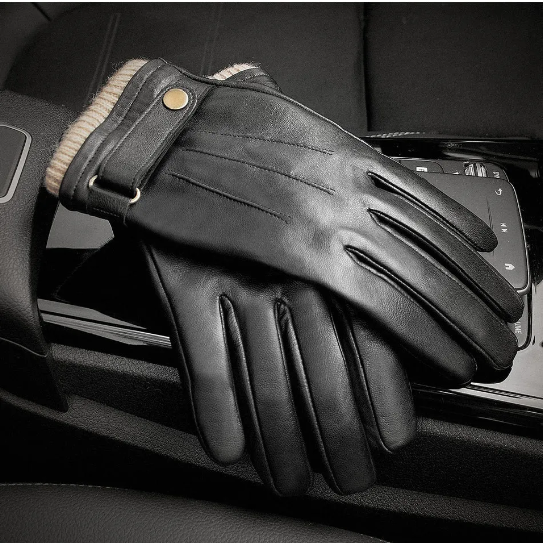Guy | Gants en cuir avec bord-côte