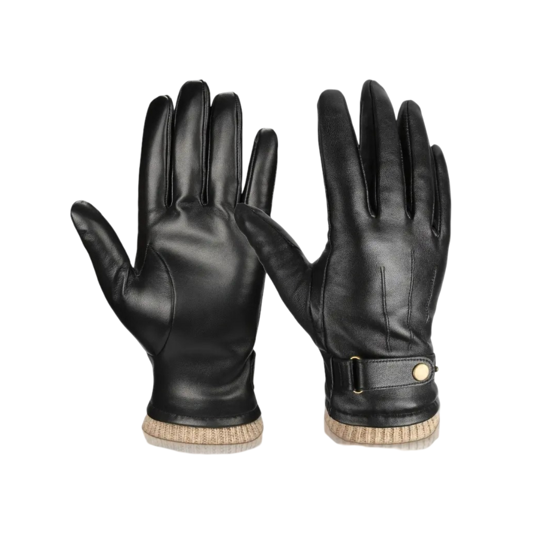 Guy | Gants en cuir avec bord-côte