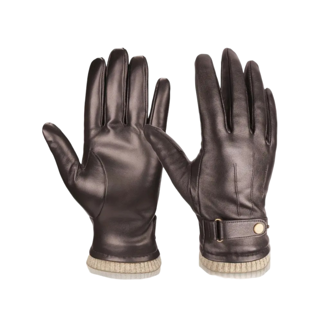 Guy | Gants en cuir avec bord-côte
