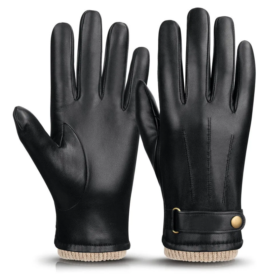 Guy | Gants en cuir avec bord-côte