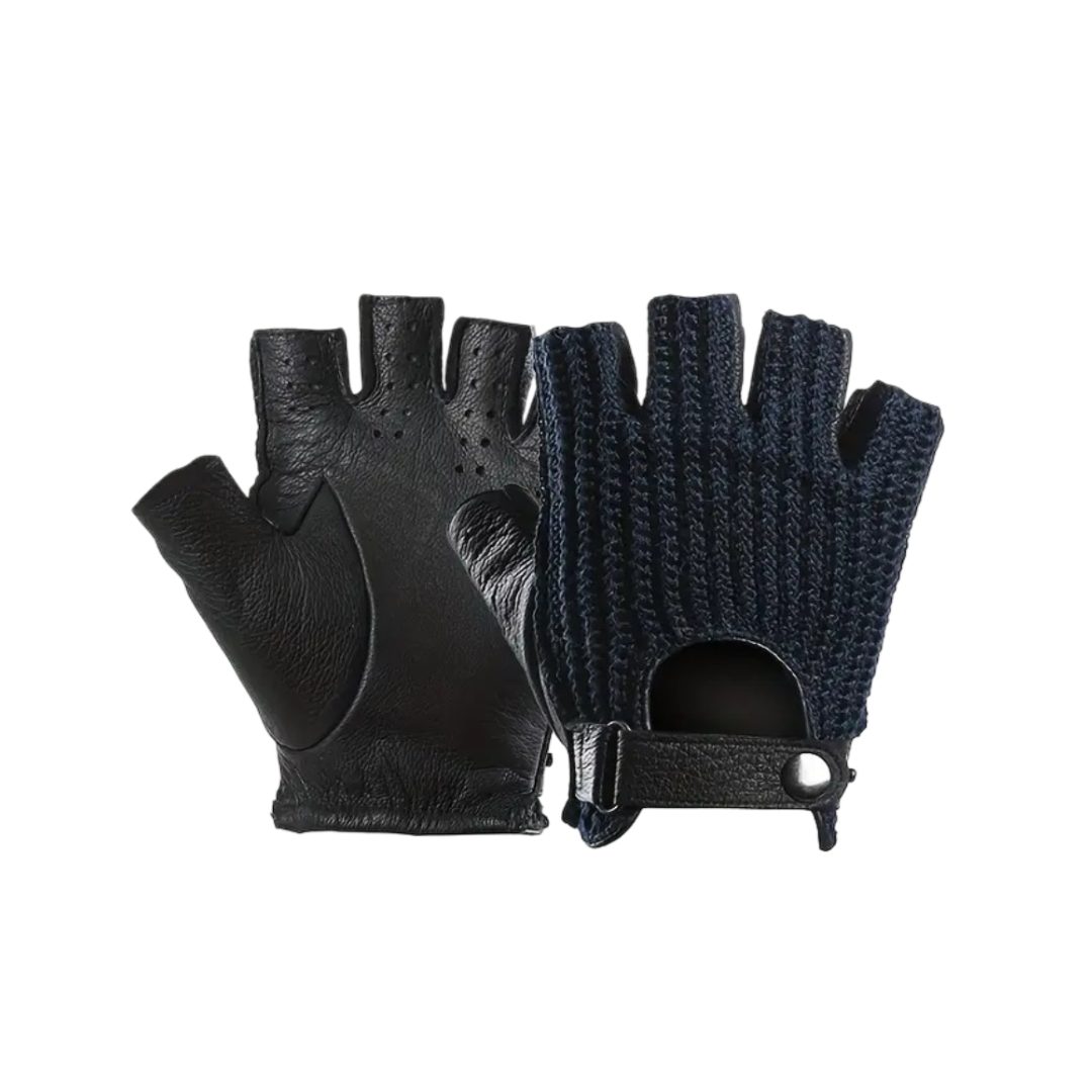 Pascal | Gants de conduite en cuir tricoté sans doigts