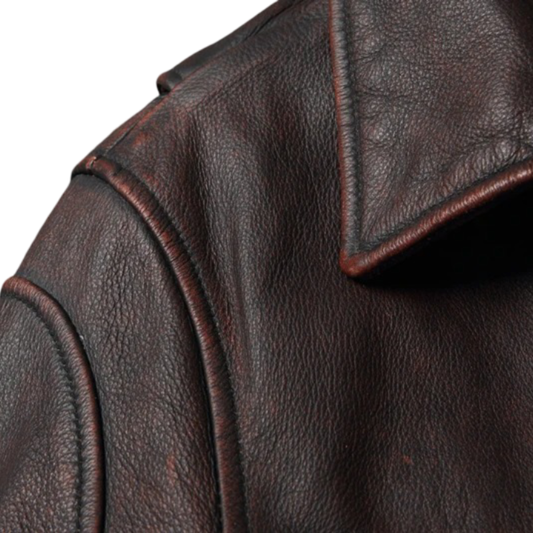 Thierry | Veste en cuir style camionneur robuste