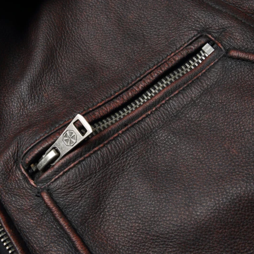 Thierry | Veste en cuir style camionneur robuste