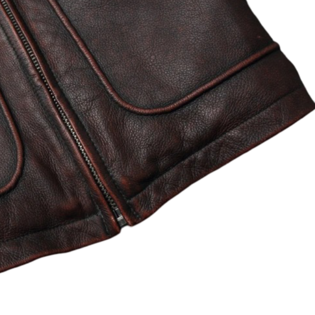 Thierry | Veste en cuir style camionneur robuste