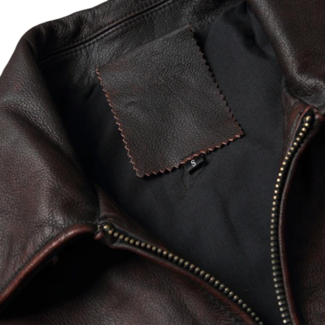 Thierry | Veste en cuir style camionneur robuste
