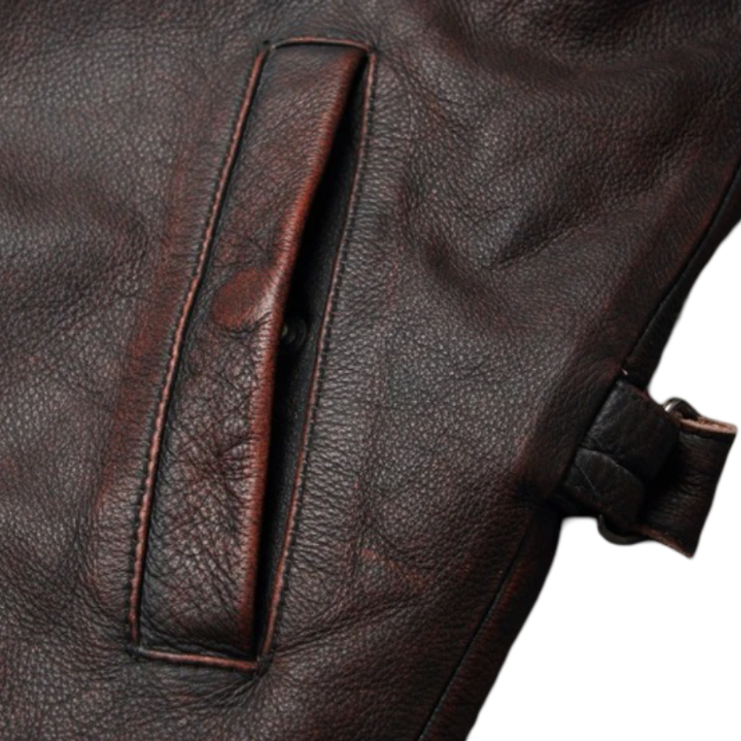 Thierry | Veste en cuir style camionneur robuste