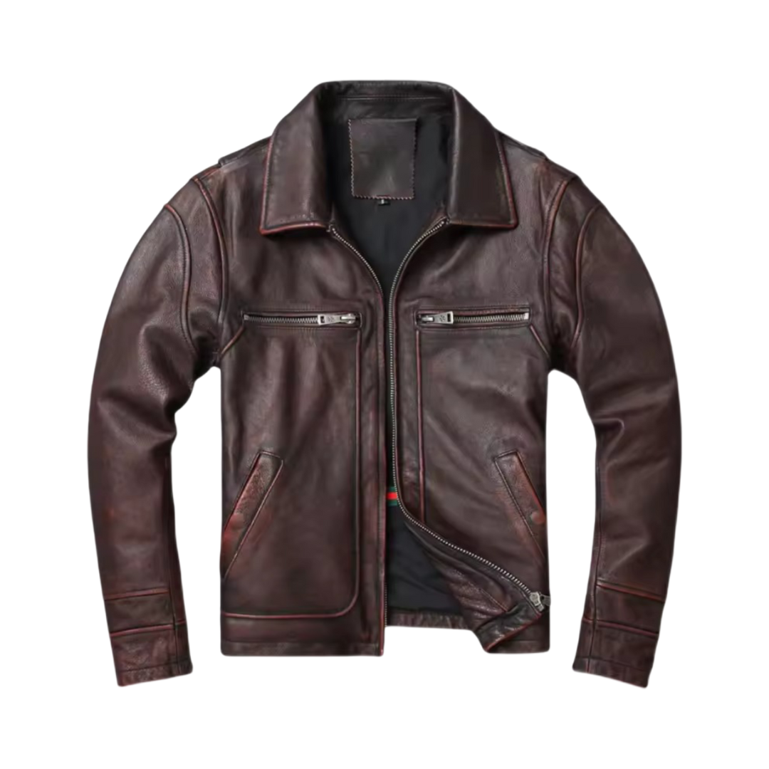 Thierry | Veste en cuir style camionneur robuste