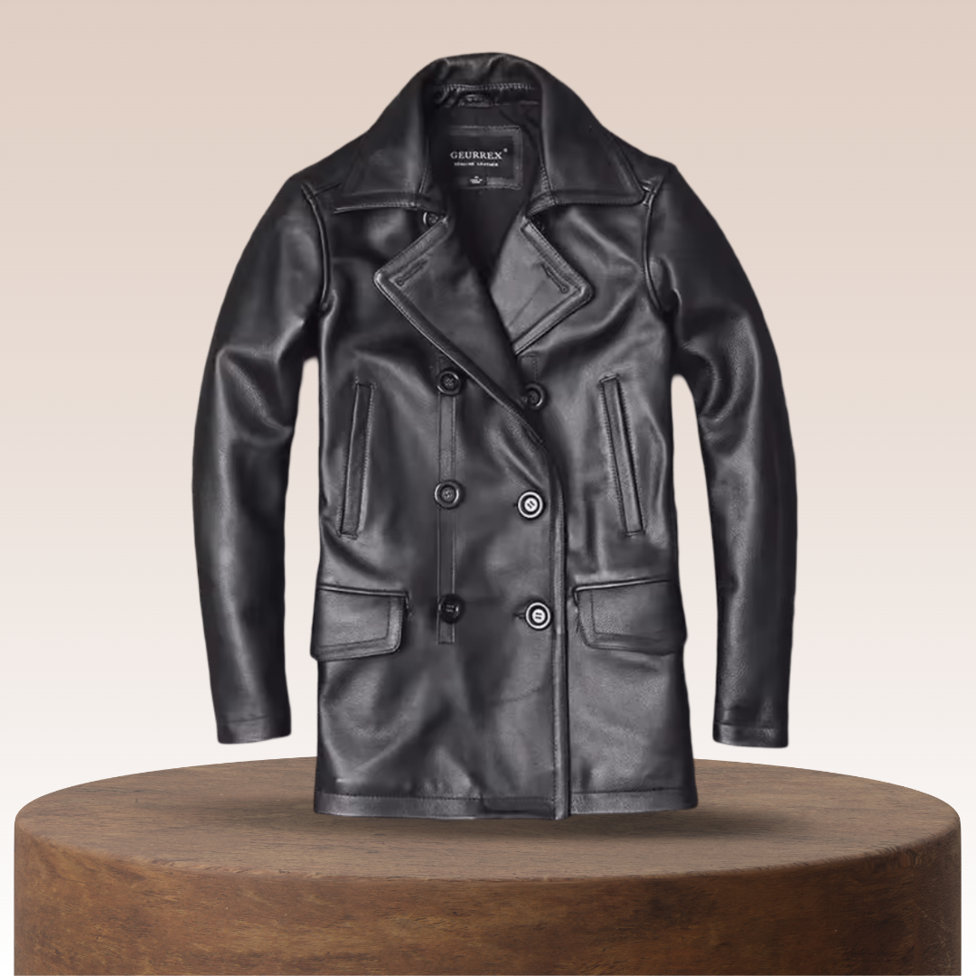 Laurentin | Veste en cuir croûte de cuir à double boutonnage