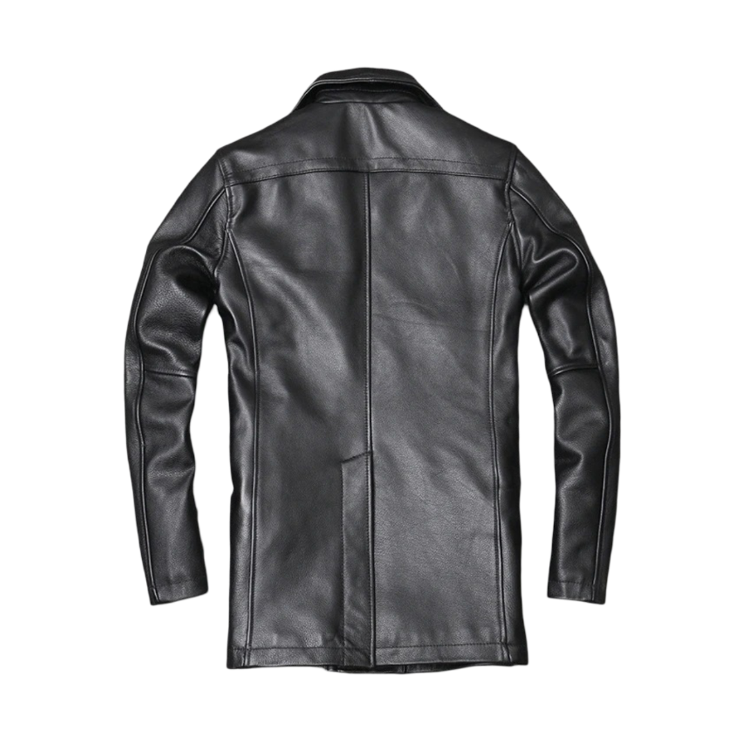 Laurentin | Veste en cuir croûte de cuir à double boutonnage